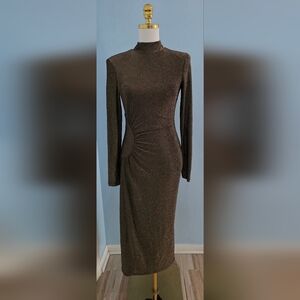 Ramy Brook Amarilys Dress Shimmering Brown Long Sleeve Dress